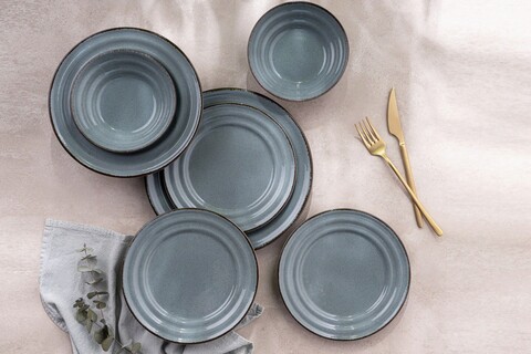 Serviciu de masa, Rekitchen, 513RKT1110, Portelan , Farfurie intinsa 25x25x2 cm, Albastru