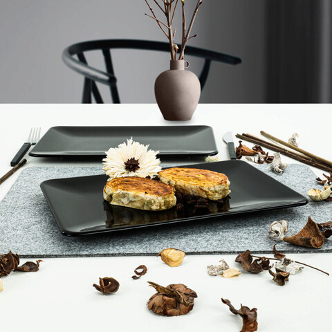 Set platouri servire, Keramika, 275KRM1686, Ceramica , Dimensiune: 31 x 21 cm (2 bucăți), Negru