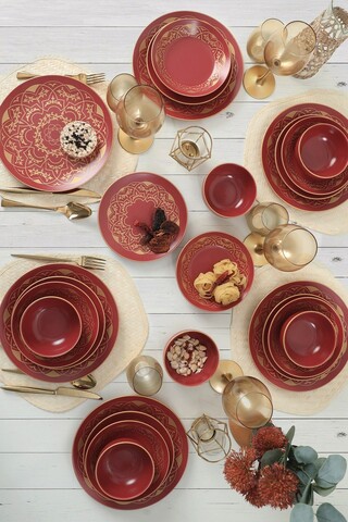 Serviciu de masa, Keramika, 275KRM1943, Ceramica , Nu absoarbe apa, Roșu / Auriu