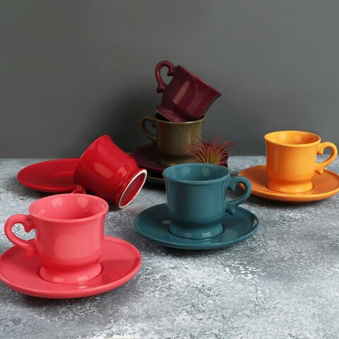 Set cesti de cafea, Keramika, 275KRM1763, Ceramica , Nu absoarbe apa, Multicolor