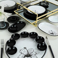 Set de mic dejun, Keramika, 275KRM1701, Ceramica , Nu absoarbe apa, Alb/Negru