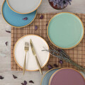 Set farfurii din ceramica pentru desert, Keramika, 275KRM1687, Ceramica , Dimensiune: 22 cm (6 bucăți), Albastru / Verde / Roz / Alb / Gri / Alb