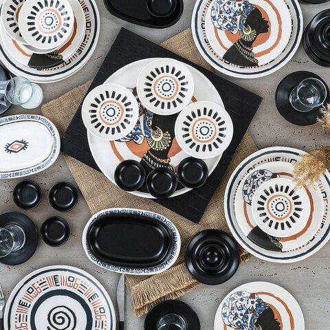 Set de mic dejun, Keramika, 275KRM1699, Ceramica , Nu absoarbe apa, Negru