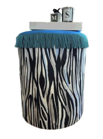 Taburet, Qunef, Jungle Scar Pouffe, 45x60 cm, Material: 100% IN, Alb/Negru