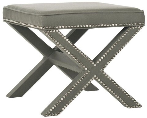 Taburet, Qunef, Pelona Capraz Pouffe 60, 40x60 cm, Cadru: 100% MDF, Gri