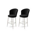 Set scaun de bar (2 bucăți), Hanah Home, Alte, Negru / Crom