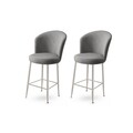 Set scaun de bar (2 bucăți), Hanah Home, Fora, Gri/Crom