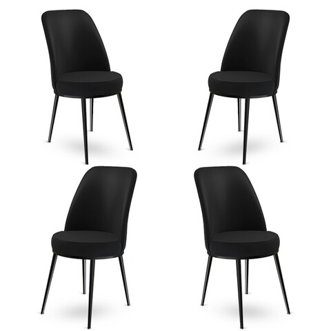 Set scaune 4 piese, Charlotte, Dexa, Metal, Negru