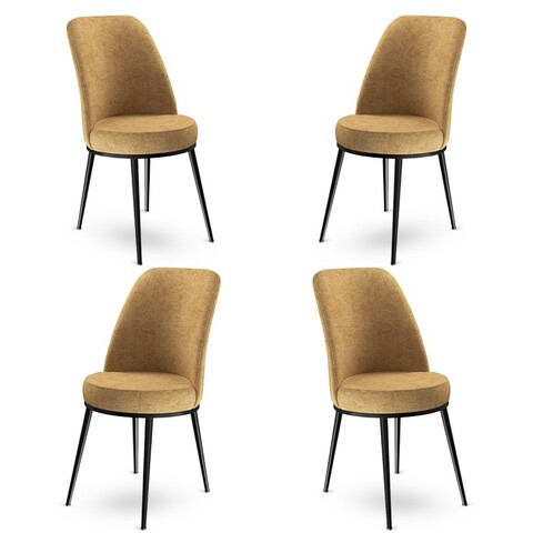 Set scaune 4 piese, Charlotte, Dexa, Metal, Cappuccino / Negru