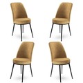 Set scaune 4 piese, Charlotte, Dexa, Metal, Cappuccino / Negru
