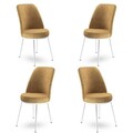 Set scaune 4 piese, Charlotte, Dexa, Metal, Cappuccino / Alb