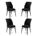 Set scaune 4 piese, Charlotte, Flex, Metal, Negru
