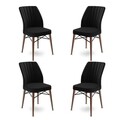 Set scaune 4 piese, Charlotte, Flex, Metal, Negru/Maro