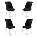 Set scaune 4 piese, Charlotte, Flex, Metal, Alb/Negru