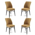 Set scaune 4 piese, Charlotte, Flex, Metal, Cappuccino / Negru