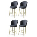 Set scaune  de bar 4 piese, Hanah Home, Alte, Antracit / Aur