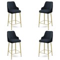 Set scaune  de bar 4 piese, Hanah Home, Enox, Antracit / Aur