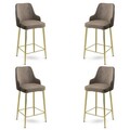 Set scaune  de bar 4 piese, Hanah Home, Enox, Cappuccino / Aur