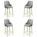 Set scaune  de bar 4 piese, Hanah Home, Enox, Gri / Auriu