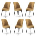 Set scaune 6 piese, Hanah Home, Dexa, Cappuccino / Negru