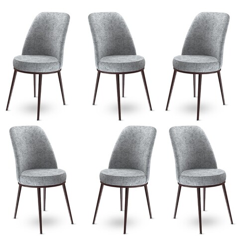 Set scaune 6 piese, Charlotte, Dexa, Metal, Gri/Maro