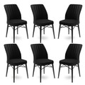 Set scaune 6 piese, Charlotte, Flex, Metal, Negru