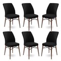 Set scaune 6 piese, Charlotte, Flex, Metal, Negru/Maro
