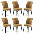 Set scaune 6 piese, Charlotte, Flex, Metal, Cappuccino / Negru