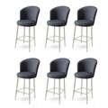 Set scaune de bar 6 piese, Hanah Home, Alte, Antracit / Crom