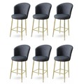 Set scaune de bar 6 piese, Hanah Home, Alte, Antracit / Aur