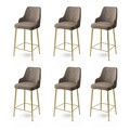 Set scaune de bar 6 piese, Hanah Home, Enox, Cappuccino / Aur