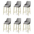 Set scaune de bar 6 piese, Hanah Home, Enox, Gri / Auriu