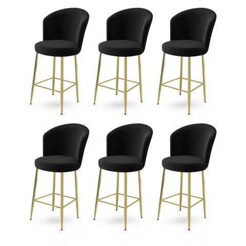 Set scaune de bar 6 piese, Hanah Home, Fora, Negru