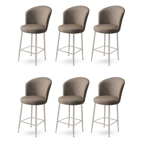 Set scaune de bar 6 piese, Hanah Home, Fora, Cappuccino / Chrome
