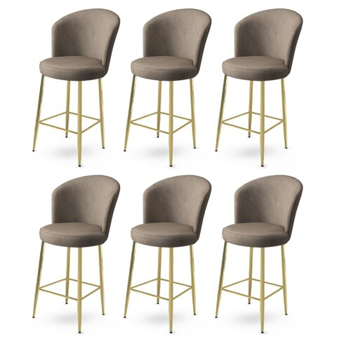 Set scaune de bar 6 piese, Hanah Home, Fora, Cappuccino / Aur
