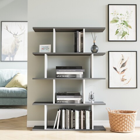 Corp biblioteca, Arcadia, Harmon, 90x25x127 cm, PAL, Antracit/Alb