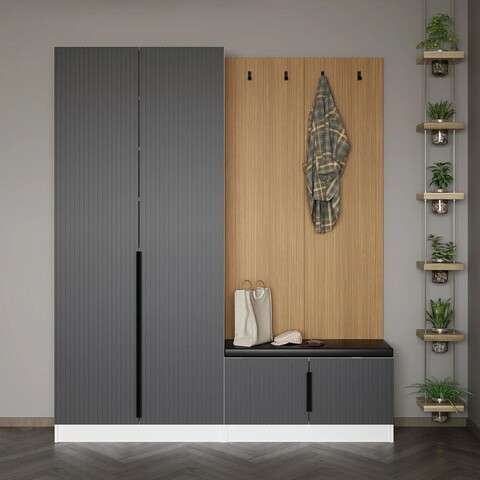 Cuier de perete, Minerva, Noah, 180x210x35 cm, PAL, Antracit