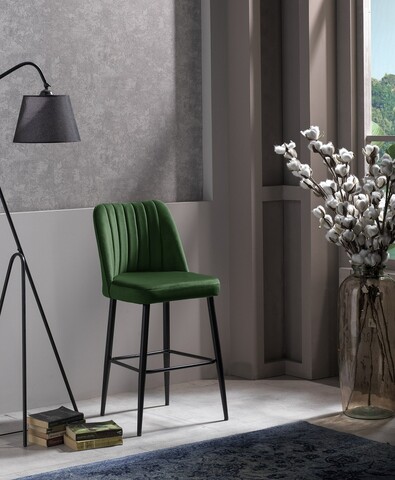 Set scaun de bar (2 bucăți), Beckley, Vento, PAL, Verde/Negru