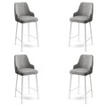 Set scaune  de bar 4 piese, Hanah Home, Enox, Gri/Alb
