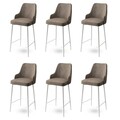 Set scaune de bar 6 piese, Hanah Home, Enox, Cappuccino / Alb