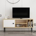 Comoda TV, Colman, Arven, 120x25x51.6 cm, PAL, Stejar / Alb