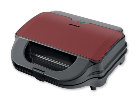 Sandwich maker Heinner, 900 W, placi detasabile, grill, waffles, negru/rosu sidefat