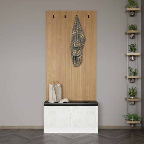 Cuier de perete, Minerva, Noah, 90x210x35 cm, PAL, Alb