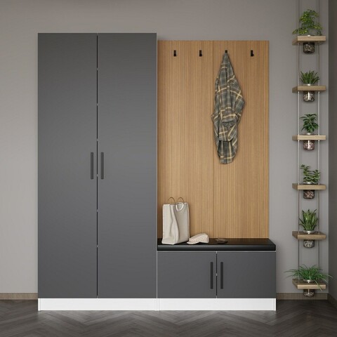 Cuier de perete, Minerva, Noah, 180x210x35 cm, PAL, Antracit