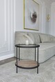Masuta, Mirosa, Nord, 55x50x55 cm, Blat: 100% STICLA CALITA, Transparent / Pin antic