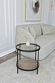 Masuta, Mirosa, Nord, 55x50x55 cm, Blat: 100% STICLA CALITA, Transparent / Pin antic