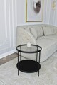 Masuta, Mirosa, Nord, 55x50x55 cm, Blat: 100% STICLA CALITA, Transparent/Negru