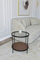 Masuta, Mirosa, Nord, 55x50x55 cm, Blat: 100% STICLA CALITA, Transparent/Nuc