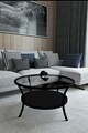 Masuta de cafea, Mirosa, Lotus, 75x45x75 cm, Blat: 100% STICLA CALITA, Transparent/Negru