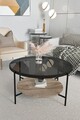 Masuta de cafea, Mirosa, Oslo, 75x45x75 cm, Blat: 100% STICLA CALITA, Fum / Pin antic